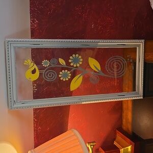 Home Accents for Hobby Lobby - Yellow Bird on Flowers on Glass
